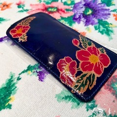 本皮花柄ハンドメイドメガネケースの画像