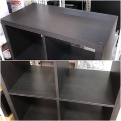 オープンシェルフ 4段2列 ダークブラウン 飾り棚 オープンラック 収納棚 シェルフの画像