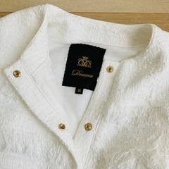 1回着用　ドゥロワー　フリンジ　ジャケット　ホワイト　36 白　S ツイードの画像