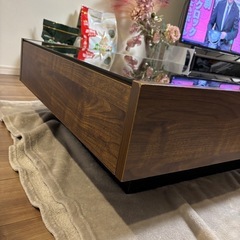 ガラステーブル　ローテーブル　引き出し付きの画像