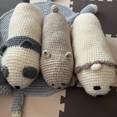 ハンドメイド 編み物 編みぐるみ 動物 アイスクリーム 10点の画像