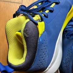 adidas バスケットシューズ 青/黄色　子ども用22cmの画像