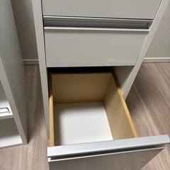 【北区・手渡し】スリム収納棚 白（引き出し・オープン棚セット）分解可能の画像