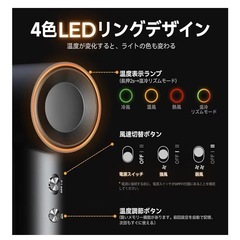 ドライヤー 大風量 5億高濃度マイナスイオン 静電気抑制 ヘアケア 速乾 超軽量の画像