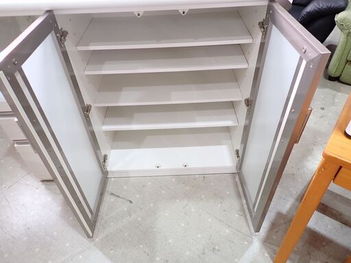 キッチンカウンター レンジボード WH ホワイト 寸法(約)W120.5×D50×H100.5cm ロータイプ キッチンボード 食器棚