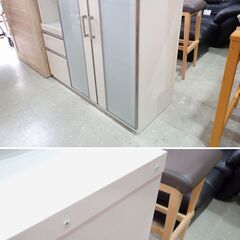 キッチンカウンター レンジボード WH ホワイト 寸法(約)W120.5×D50×H100.5cm ロータイプ キッチンボード 食器棚の画像