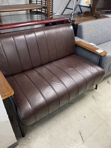 リサイクルショップどりーむ荒田店　No6858 ニトリ　二人かけソファ　レザー　合成皮革　新生活にお勧め♪