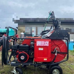 共立 ラジコン欠品 動噴 GRS615-10  セルリコ 美品 自動巻取り 吸水 余水 ホース 4サイクルガソリンエンジン 中古 配送可の画像