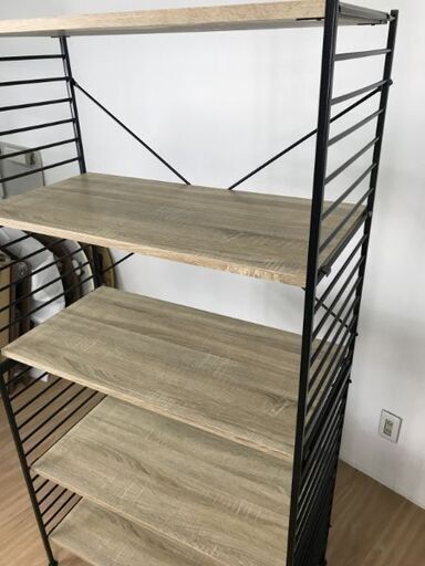 【新品】自由に棚板の高さ調整!　シェルフ5段OAK