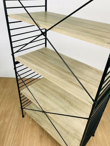 【新品】自由に棚板の高さ調整!　シェルフ5段OAK