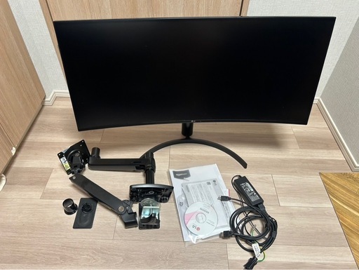【説明書あり箱無し】【34インチ湾曲ウルトラワイド】LG 34WL75C-B＋モニターアームセット｜作業効率◎