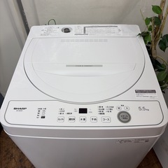 【🐤買取市場 1年保証 ジモティー限定特別価格】R616 ☀️ 2024年製の高年式♪ SHARP / シャープ 洗濯機 （洗濯5.5㎏) ES-GE5H ⭐ 動作確認済 ⭐ クリーニング済の画像
