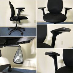 オフィスチェア LUNARE2-AM-BKBK 肘付き ブラック ルナーレ2デスクチェア布張り シンクロロッキング モールドウレタンクッションの画像