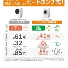 ドラム式洗濯乾燥機 幅60cm 洗濯12kg 乾燥7kg 左開き TW-127XM3L（W） グランホワイト ヒー トポンプ大風量乾燥 Ag+抗菌水洗剤自動投入の画像