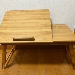 【無料/美品】多機能ミニテーブル（角度・高さ調節可、引き出し＆ドリンクホルダー付）の画像