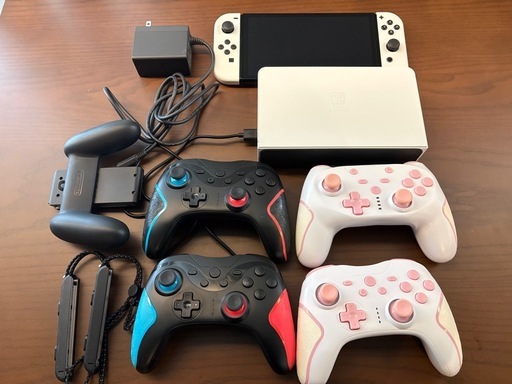 【美品】Switch有機ELモデル ホワイト＋コントローラー4個付 