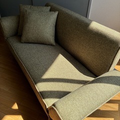 2人掛け リクライニングソファ 天然木脚の画像