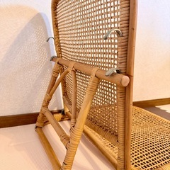 ラタン製 リクライニング折りたたみ座椅子の画像