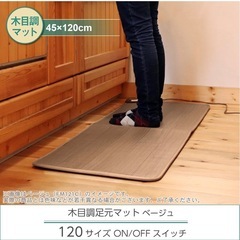 【美品】LIFEJOY 木目調ホットカーペット（足もとマット）120×45cm ベージュの画像