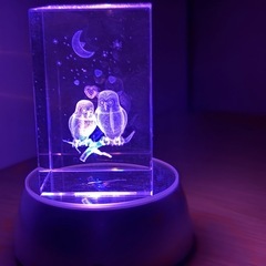 クリスタルガラス ふくろう 台付きの画像