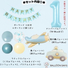 【手渡し限定】1歳バースデー バルーンセット（ケーキ・クマ・飛行機など）の画像