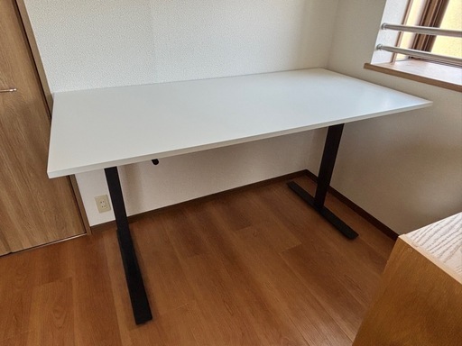 組立済 IKEA TROTTEN昇降式デスク160x80cmホワイト/チャコール