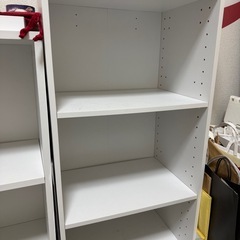 木製収納ラック（3段・高さ調整可・白）無料 の画像