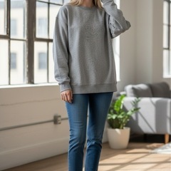 【日本被服工業】レディース スウェット グレー 長袖 M 無地の画像