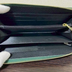 花柄　エンボス加工　長財布　グリーンの画像