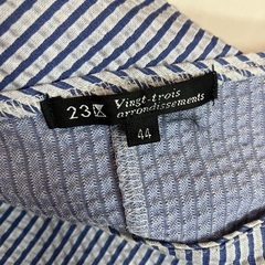 23区 バックリボン ブラウス 44 大きめサイズ 日本製 ストライプ 半袖 上品の画像