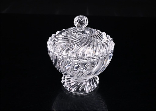 Baccarat 【バカラ】 クリスタルガラス 捩じりカット 蓋物 高15㎝ 径12㎝／美品！