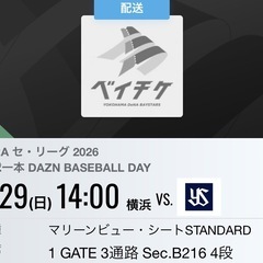 横浜DeNAベイスターズ 観戦チケット 3/29の画像