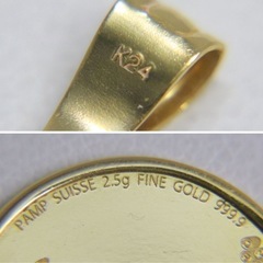 世界1000枚限定 PAMP社製 K24 純金 9999 バタフライコイン ペンダントトップ 重量約3.2gの画像