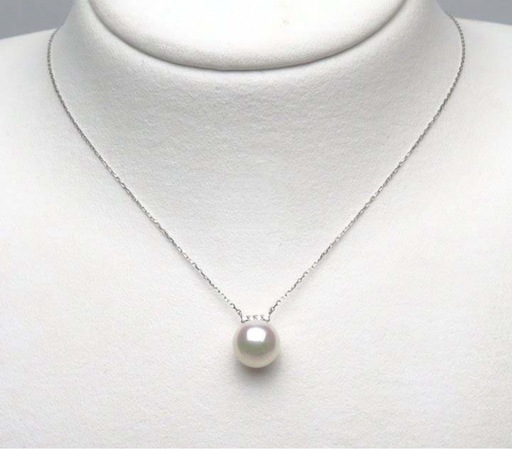 特選パール【ホワイトピンク】最高の色！8.2mm アコヤ真珠 ダイヤモンド D0.02ct Pt900/850ネックレス 伊勢志摩産 花珠
