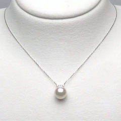 特選パール【ホワイトピンク】最高の色！8.2mm アコヤ真珠 ダイヤモンド D0.02ct Pt900/850ネックレス 伊勢志摩産 花珠 
の画像