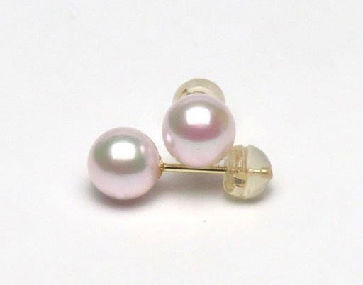 【ホワイトピンク】6.3mm アコヤ本真珠 K18ピアス 伊勢志摩産パール 18金 新品
