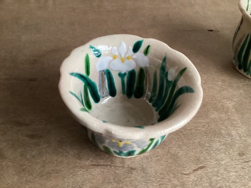 【極美品】清水焼き、乾山写し菖蒲絵 小付け　8点セット 箱無し 極美品】清水焼き、乾山写し菖蒲絵小付け8点セット 箱無し (m&ms) 栗林