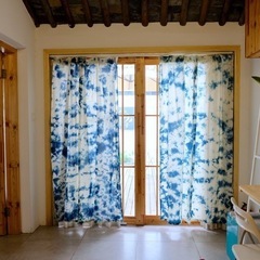 コットン製カーテン-2(幅90cm×高さ135cm：1.5倍ヒダ)の画像