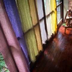 コットン製カーテン-2(幅90cm×高さ135cm：1.5倍ヒダ)の画像