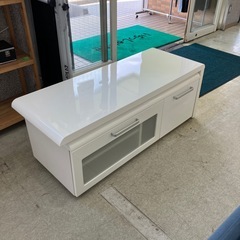 坂2603-1039 伸縮式 テレビボード モダン 光沢のあるホワイト キズ汚れ有りの画像