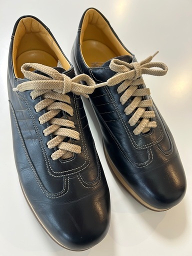 BURBERRYバーバリーBU-1340高級ブランドレザースニーカー 日本製26.5センチカジュアルシューズ ウォーキングシューズ ジョギングシューズ くつ クツ 紐靴 高級ブランドスニーカー 紳士靴blackブラック黒色メンズ（men’s）男性用、紳士