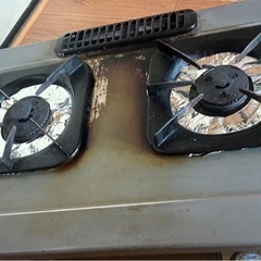 シルバー 2バーナー ガスコンロ グリル付きの画像