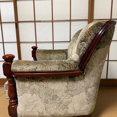 カリモク 金華山 1人掛けソファ 肘掛椅子 昭和レトロ アンティーク 花柄 の画像