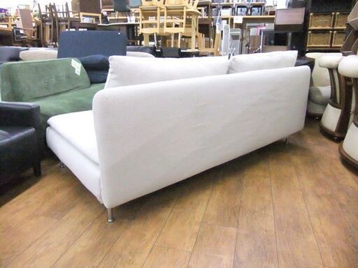 IKEA 2人掛けソファ ファブリック ホワイト系 幅：約180cm 長椅子 ソファー 家具 イケア 札幌市 厚別区