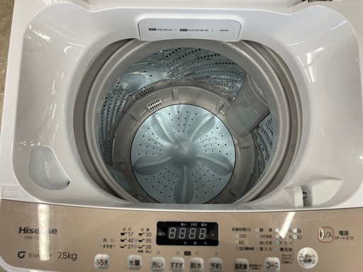 ハイセンス　7.5kg洗濯機　HW-DG75C 中古　リサイクルショップ宮崎屋　住吉店26.3.23