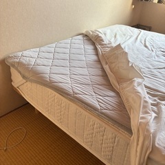 【3/31限定】ベッド一式無料（フレーム＋マットレス＋敷きパッド+布団セット）即使用可の画像