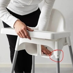 IKEA イケア ハイチェア トレイ付き ホワイト白 / 脚シルバーカラー ANTILOP アンティロープの画像