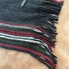 ダナキャランニューヨークDKNYマフラー ストール ショール スカーフグレイグレー灰色系ストライプ長さ約144センチ 横幅約24センチレディース（lady's LADYS）女性用、婦人 ウィメンズwomen’sメンズmen’s男性用紳士ユニセックス男女兼用の画像