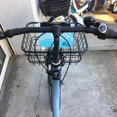 地域限定送料無料　パナソニック　SW　8AH　子供乗せ　水色　パスシティC　グリッター　神戸市　電動自転車の画像