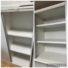 🉐ディノス（dinos）日本製 「狭いキッチンでも置ける突っ張り式 薄型引き戸パントリー収納庫」鏡面仕上げ   90cm幅     定価¥42.900 (  大型送料¥7.000含む ) の画像